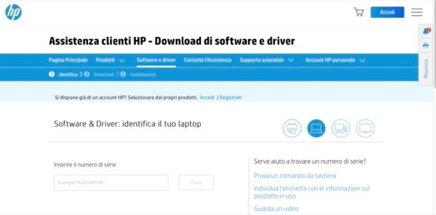 Scaricare driver HP