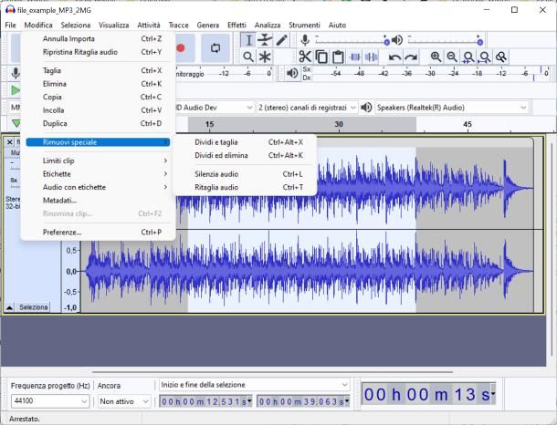 Come tagliare una canzone con Audacity