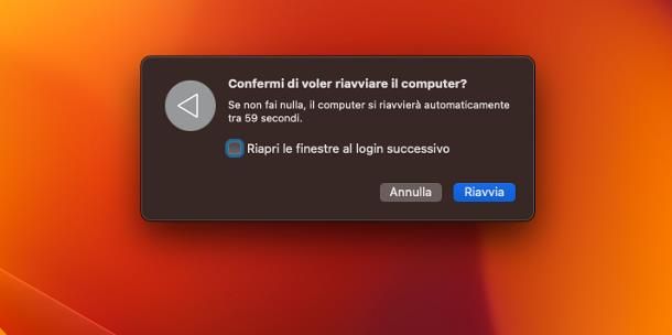 Come riavviare il Mac