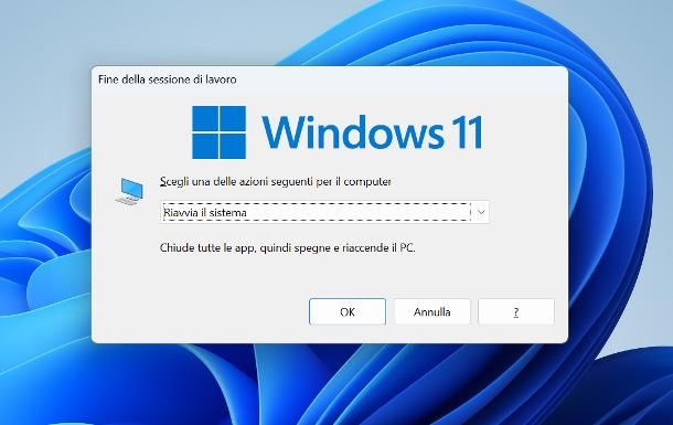 Come riavviare il PC con i tasti