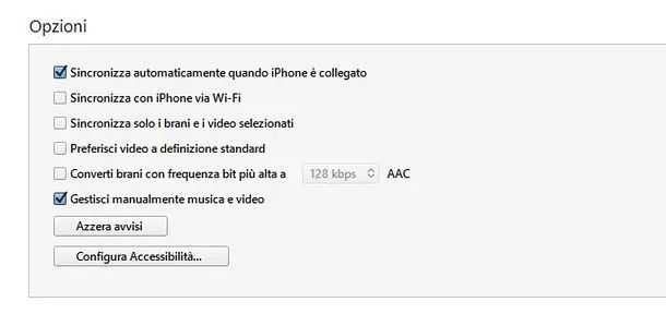 Copiare musica senza sincronizzarla con iTunes