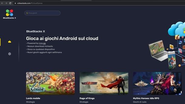 BlueStacks X Android per PC online