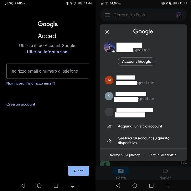 Aggiungere account Gmail su Android