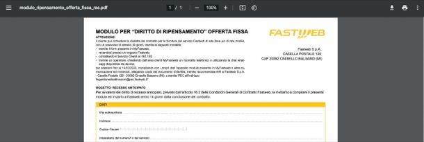 Disdetta Fastweb costo