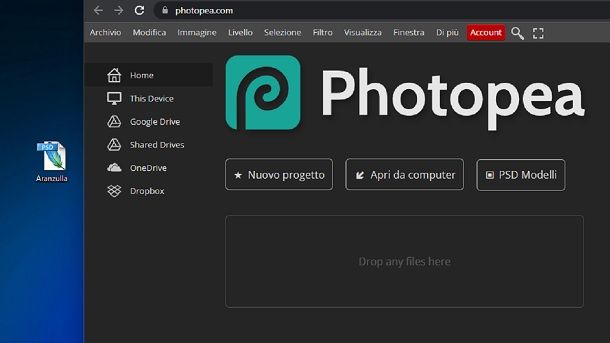 Come modificare le foto online gratis Photopea