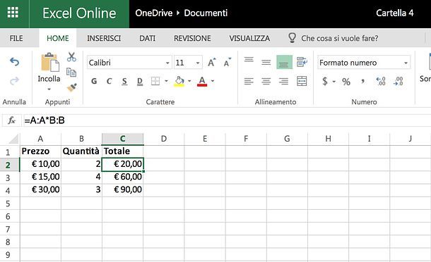 Come moltiplicare in Excel