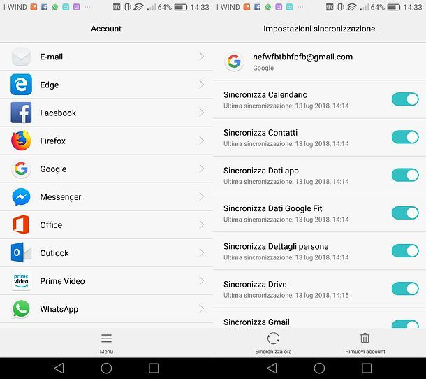 Sincronizzazione contatti Gmail Android
