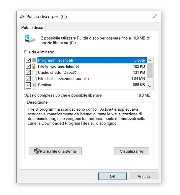 Pulizia disco Windows 
