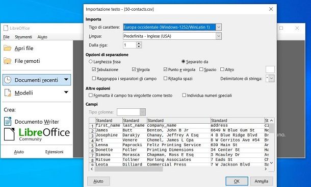 CSV in LibreOffice