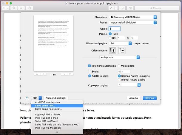 Stampante virtuale PDF Mac