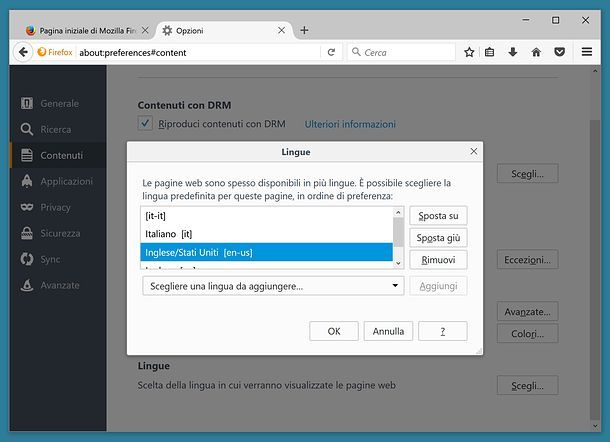 Come cambiare lingua Firefox