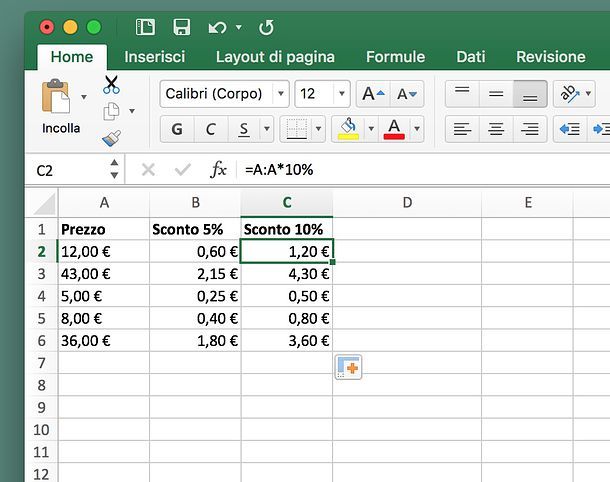 Come moltiplicare in Excel