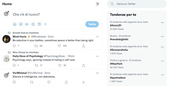Trend in home page da PC