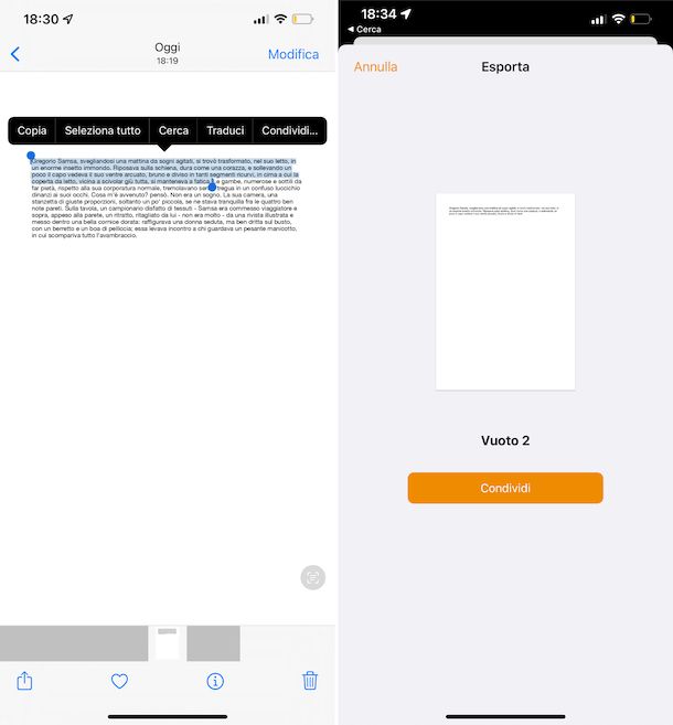 Testo attivo iOS 15