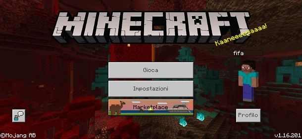 Minecraft PE schermata principale Bedrock