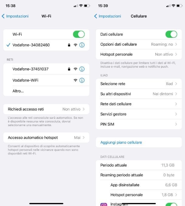 Connettere iPhone a Wi-Fi o Dati