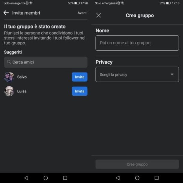 creare un gruppo su Facebook da smartphone e tablet