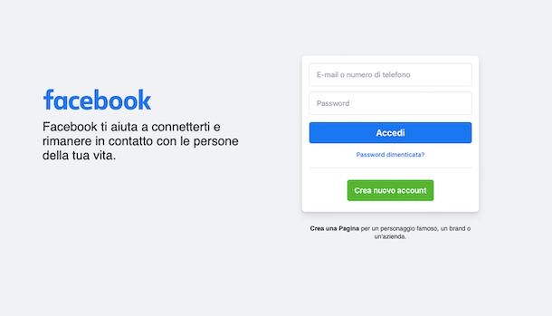 Riattivazione account Facebook