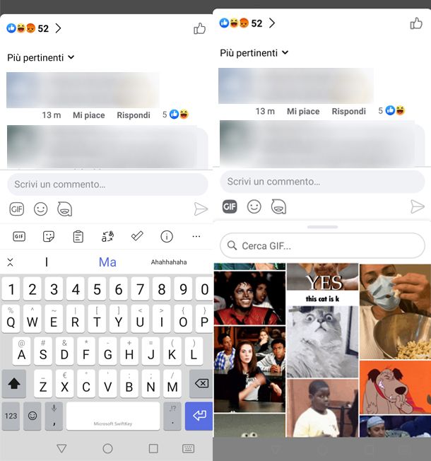 Come pubblicare una GIF su Facebook da smartphone nei commenti