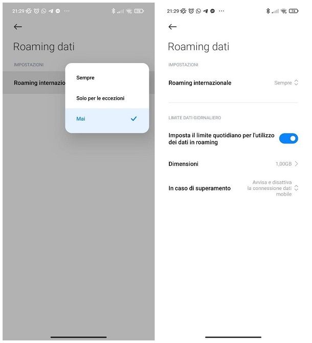 Attivare roaming dati: iPhone e Android