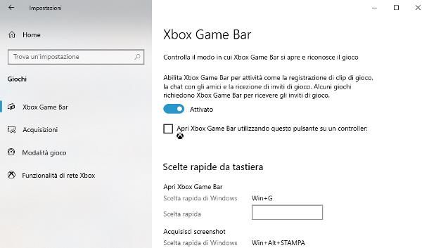 Come registrare un video dal PC Windows 10 con applicazione Xbox
