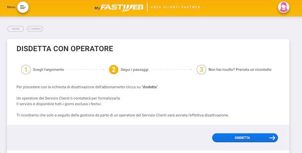 Modulo online disdetta Fastweb fisso