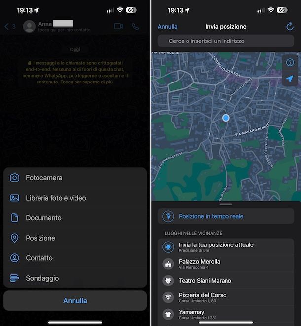 WhatsApp posizione