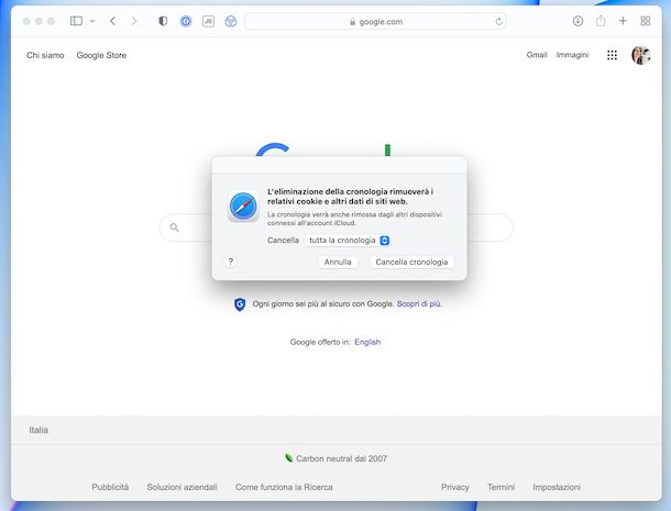 Cancellare cronologia Safari Mac