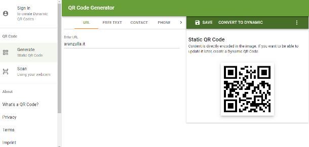 Come generare un QR Code