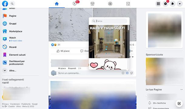 Come pubblicare una GIF su Facebook da computer nei commenti