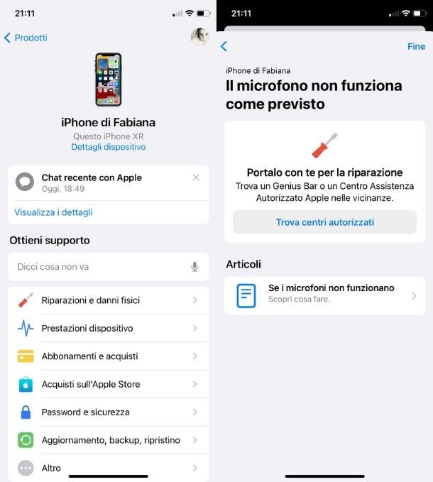 App Supporto Apple