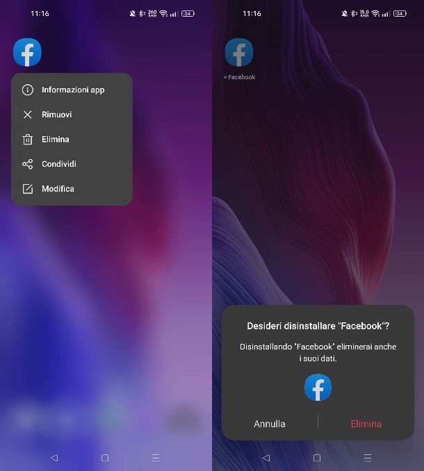 Come disinstallare Facebook da Android