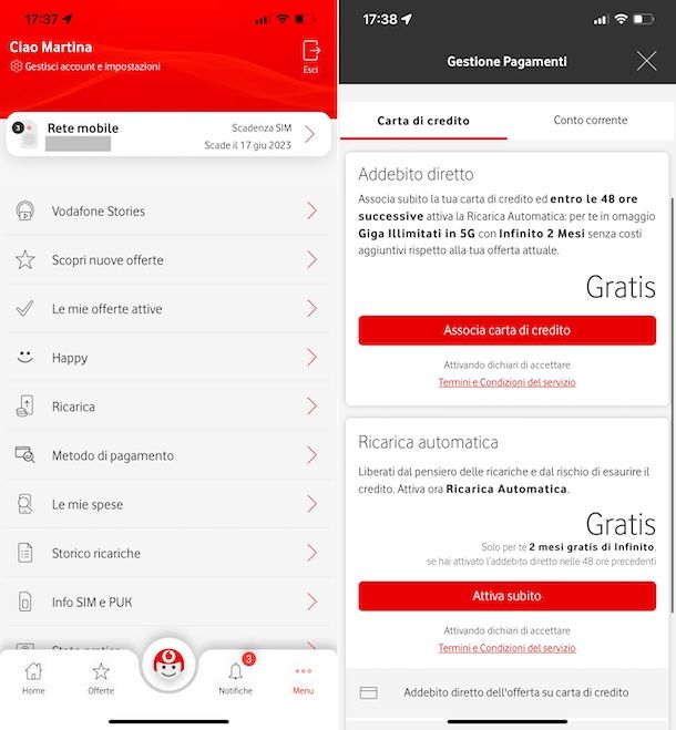 Vodafone Ricarica automatica