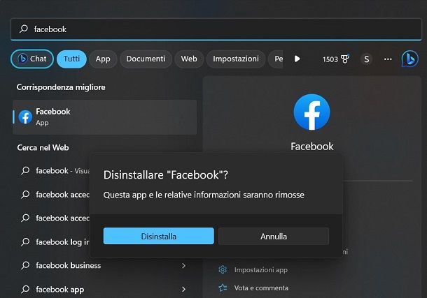 Come disinstallare Facebook dal PC