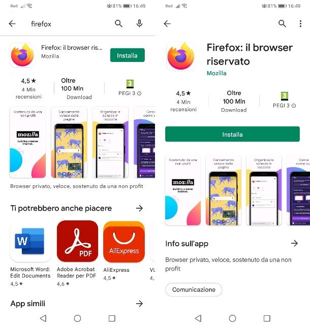 installare Firefox su Android