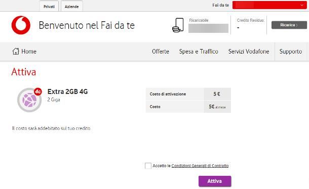 Come aggiungere Giga Vodafone online