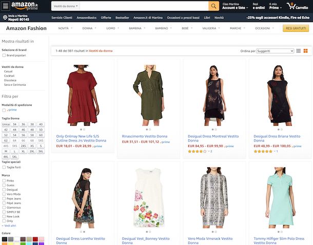 amazon shopping abbigliamento