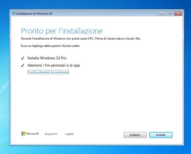 Come aggiornare Windows 7 a Windows 10 senza perdere dati e programmi