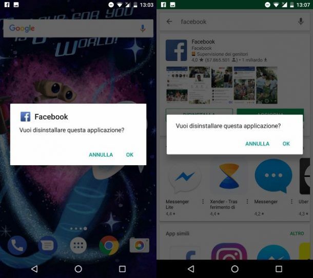 Come eliminare Facebook da Android