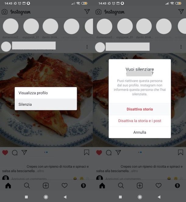 Silenziare storie Instagram su Android