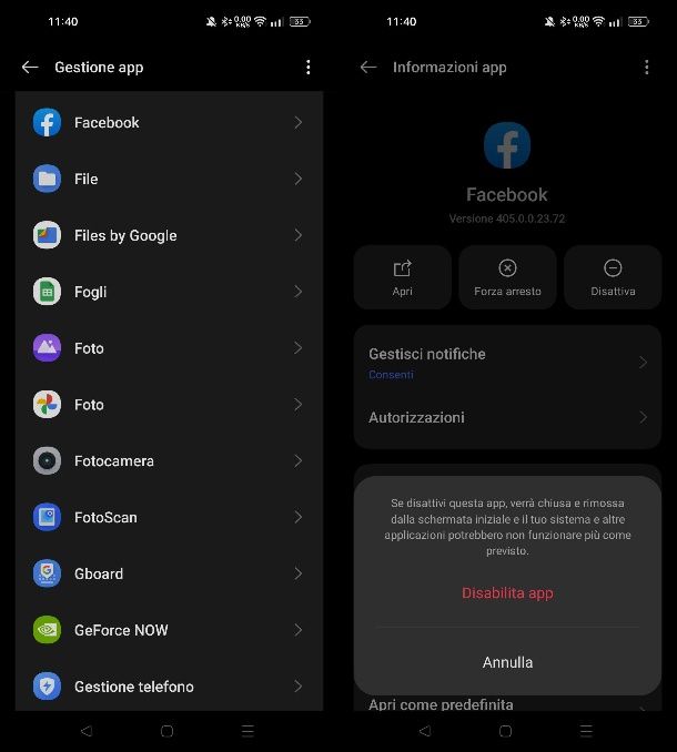 Come disinstallare Facebook preinstallato su Android