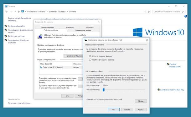 Come creare punto di ripristino Windows 10