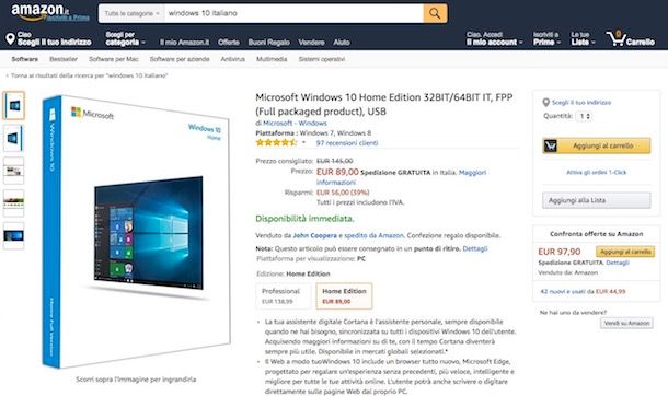 Come acquistare Windows 10