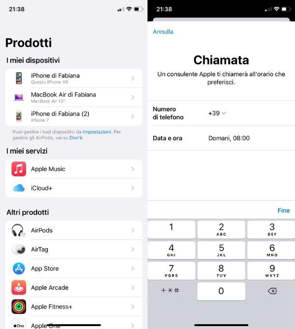 App per contattare per iCloud