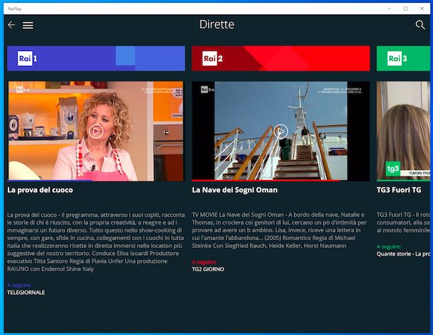 Applicazione RaiPlay Windows 10