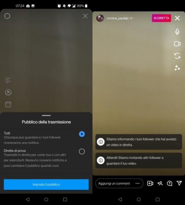 Come si fa diretta su Instagram 