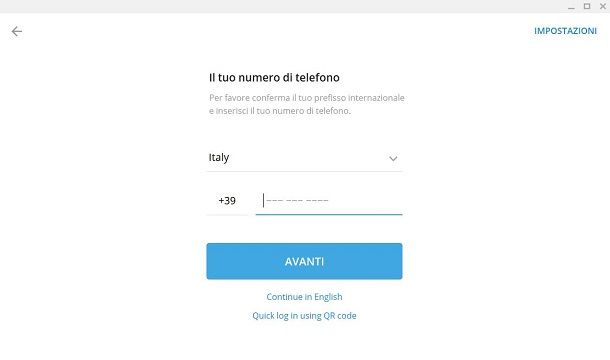 Accedere a Telegram