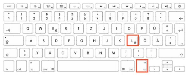 Fare la chiocciola su tastiera tedesca macOS