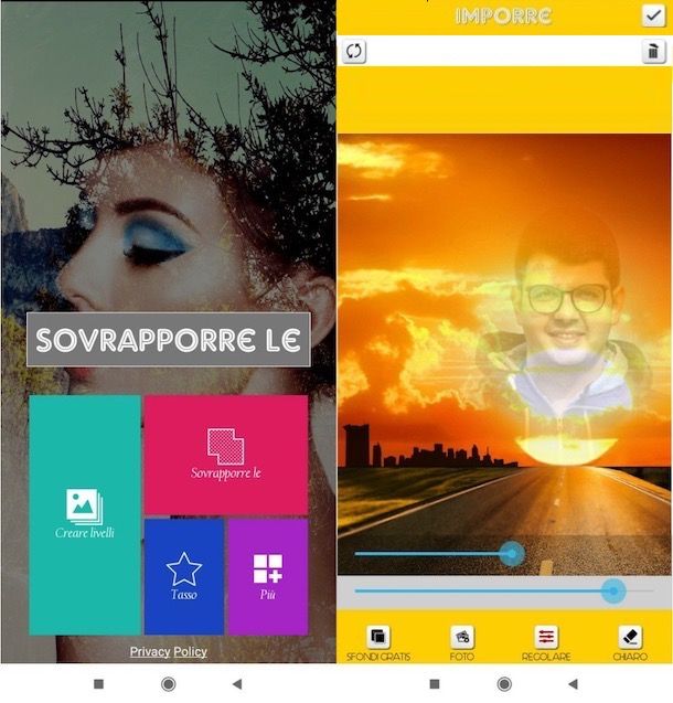 Sovrapporre foto su Android