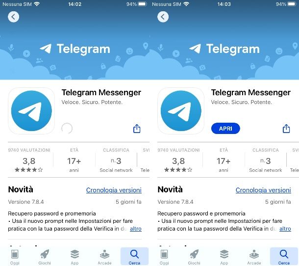 Telegram su iOS